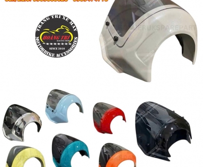 Kính chắn gió ốp chóa đèn pha Fazzio 125 kiểu Triumph