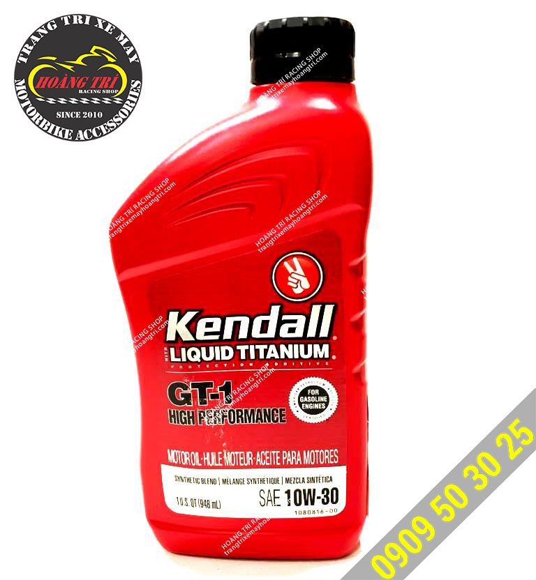 Close-up of Kendall GT-1 10W40 lubricant products