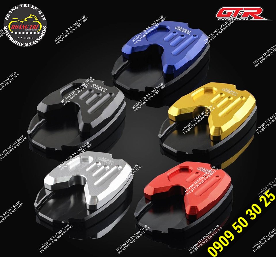 Close-up of 5 colors of GTR motorcycle kickstand