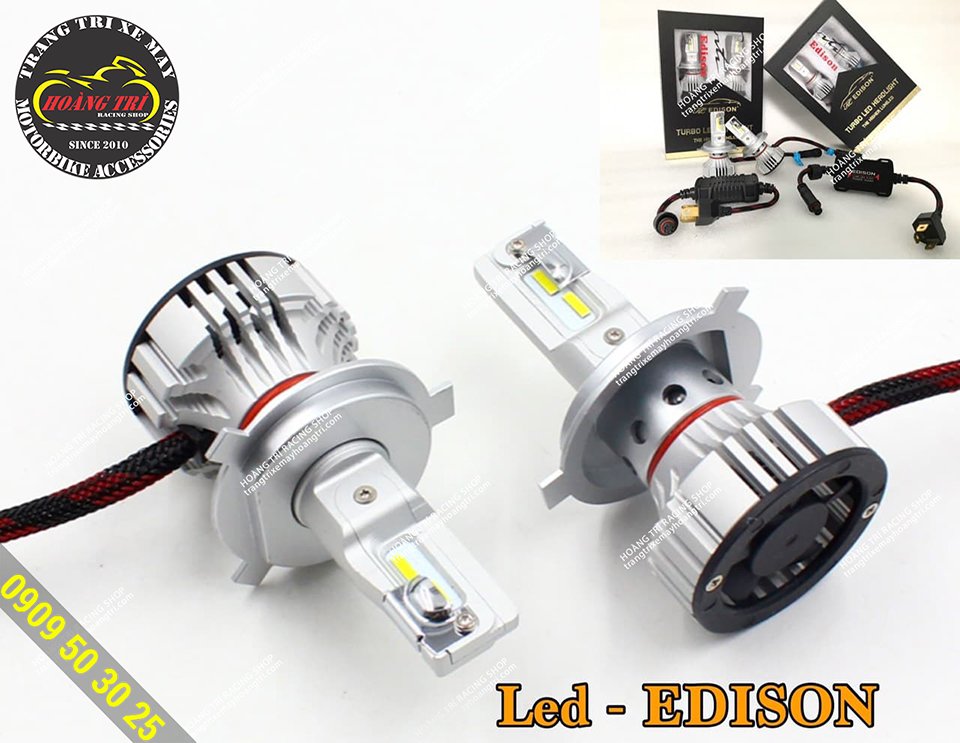 Close-up details of LED Edison headlights after unboxing