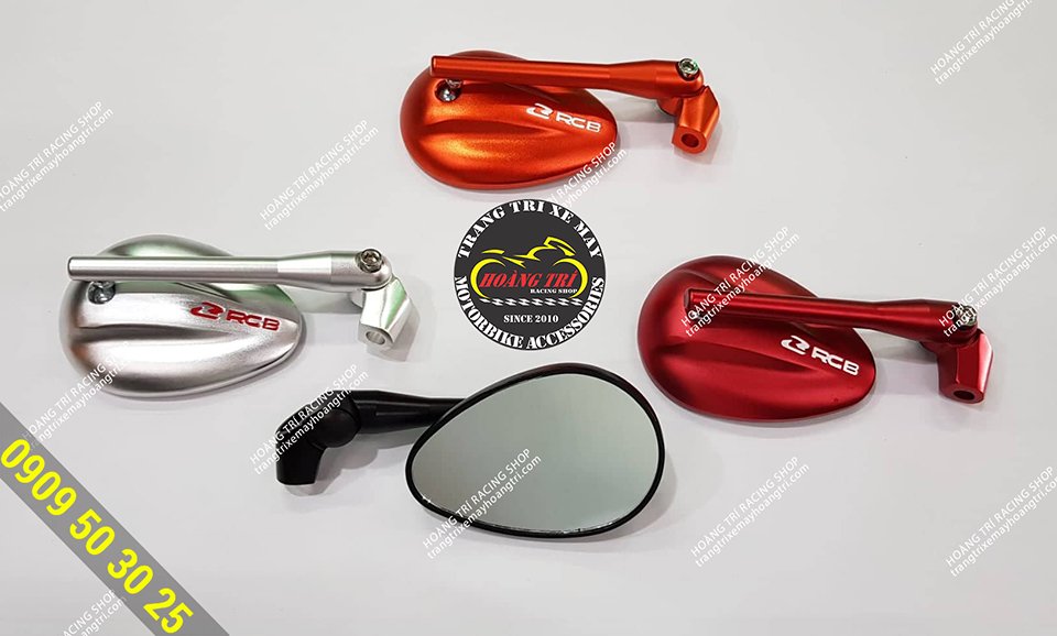 4 colors white, black, red, orange, of the Racing Boy CNC F1 rearview mirror