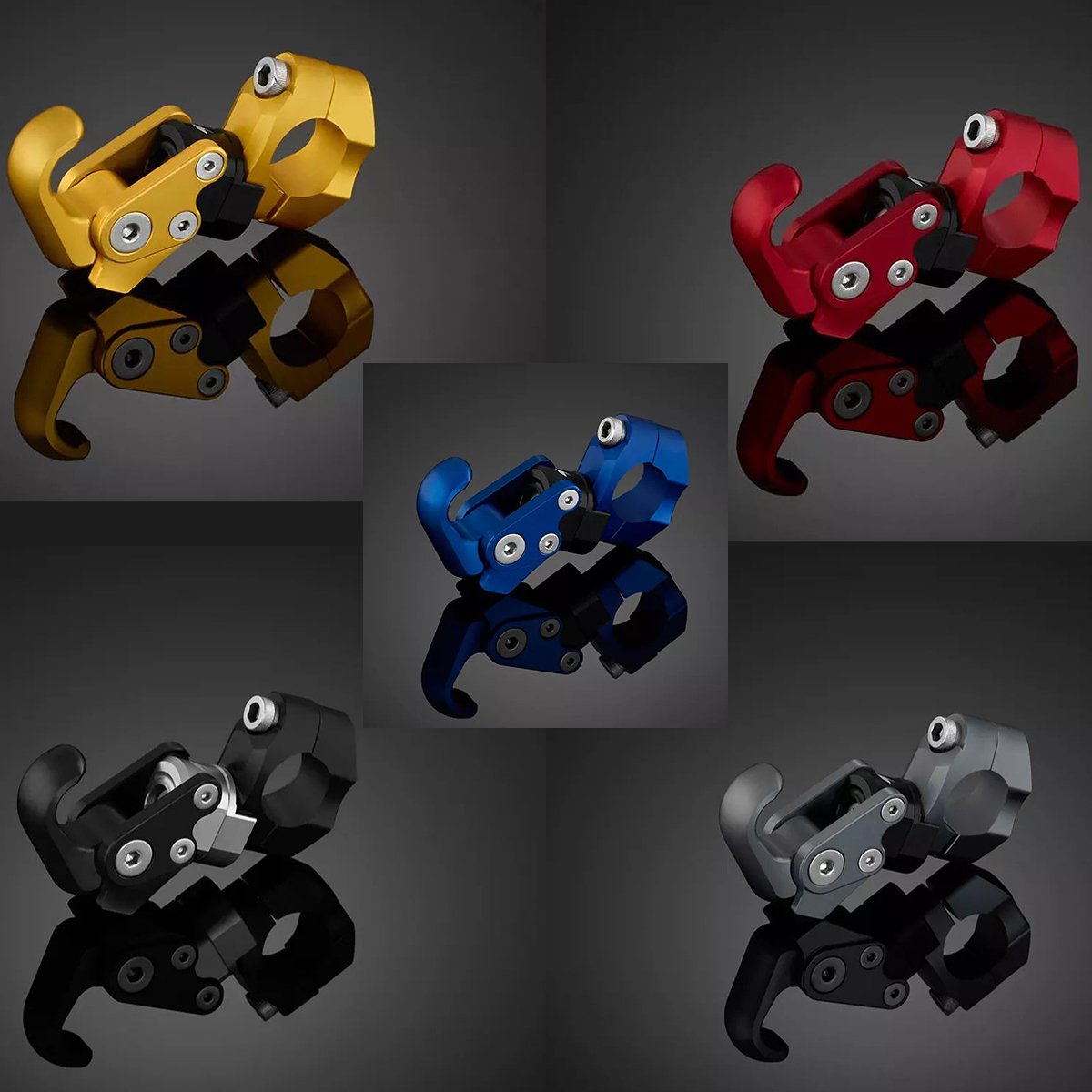 Handlebar hanger has 5 colors: black, gray, red, yellow and blue