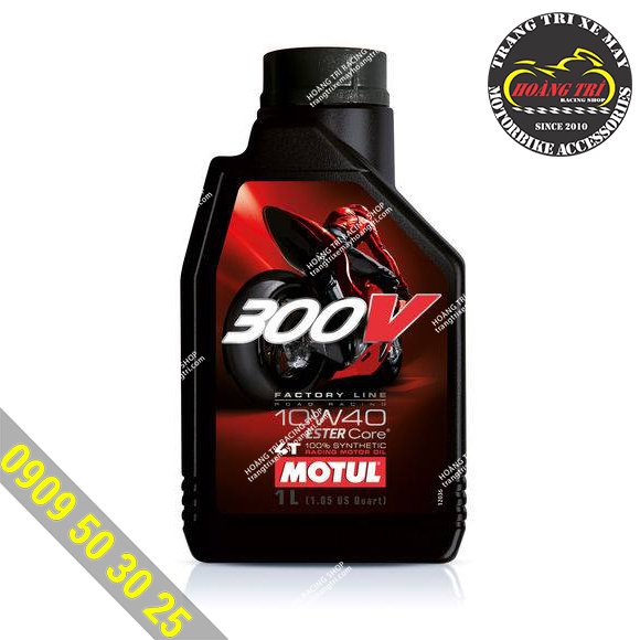 Close-up of Motul 300V oil - High quality motorcycle oil