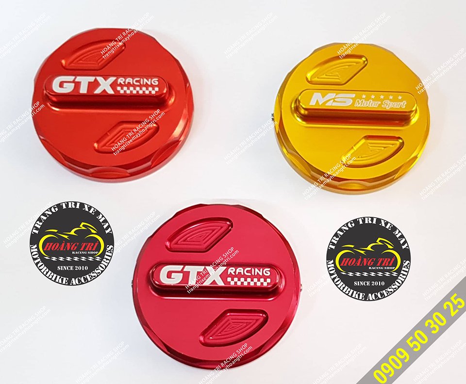 CNC fuel tank cover for motorcycles with handle in 2 colors red and yellow
