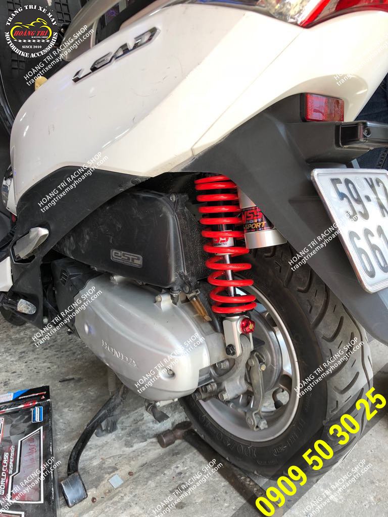 A red fork with silver oil tank - YSS G-Sport Oil Tank Fork