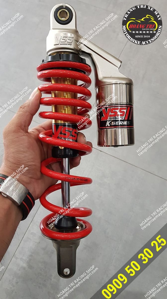 Close-up of YSS K-Series fork with red spring