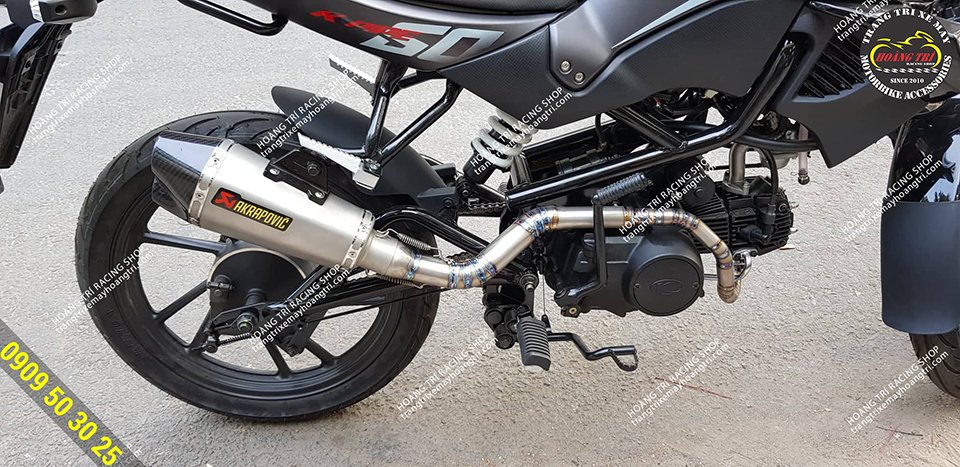 Akrapovic brand is prominently printed on the po