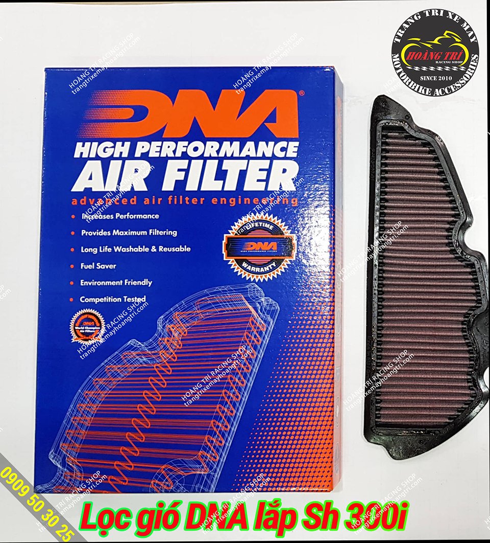 Close-up of DNA air filter fitted with Sh 300i