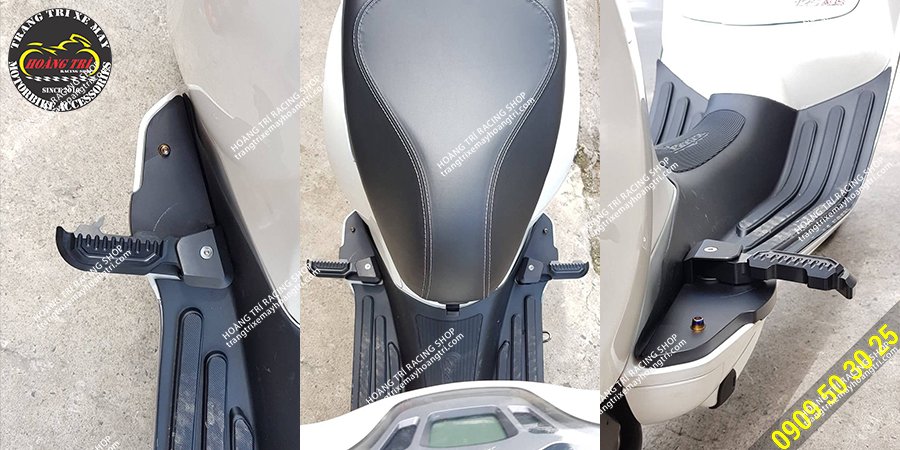 The CNC aluminum vespa rear footrest looks like a zin product on the car