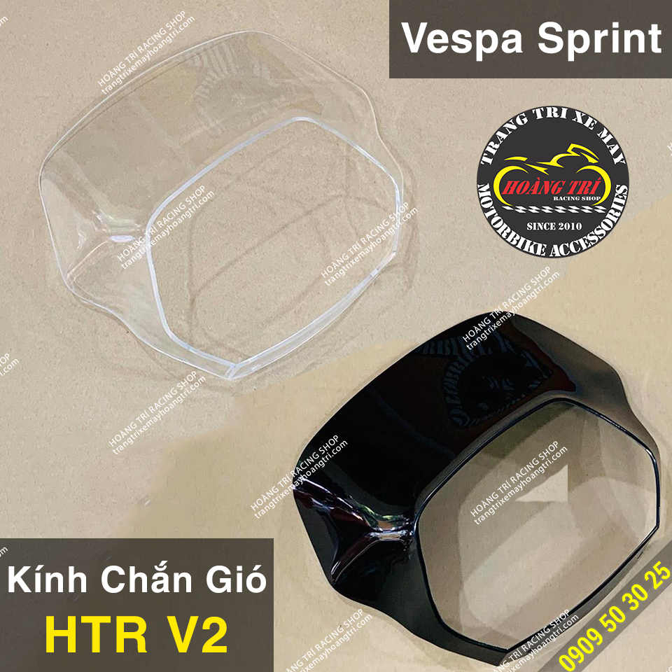 HTR V2 Windshield for Vespa Sprint (transparent and black)