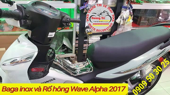 Wave alpha 2017 màu trắng zin trang bị baga inox và rổ hông